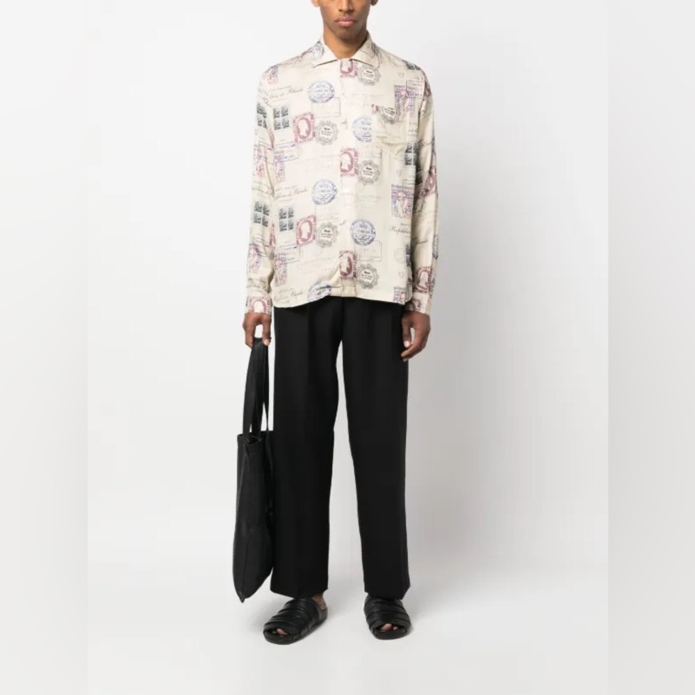 RHUDE Passport Stamp Print Button Down